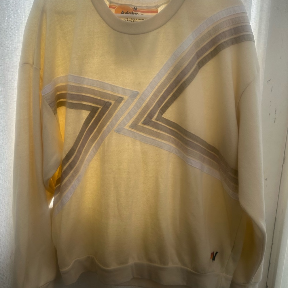 Aviator Nation - Blaze Relaxed Crew Sweatshirt - M - Vintage White - Picture 6 of 7